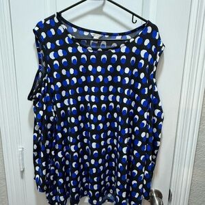 Cato Blue and Black Polka Dot Blouse